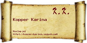 Kopper Karina névjegykártya